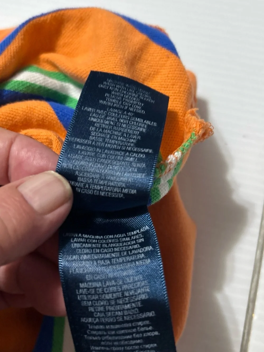Polo by Ralph Lauren Orange Striped Kids Polo with Blue & Green Accents